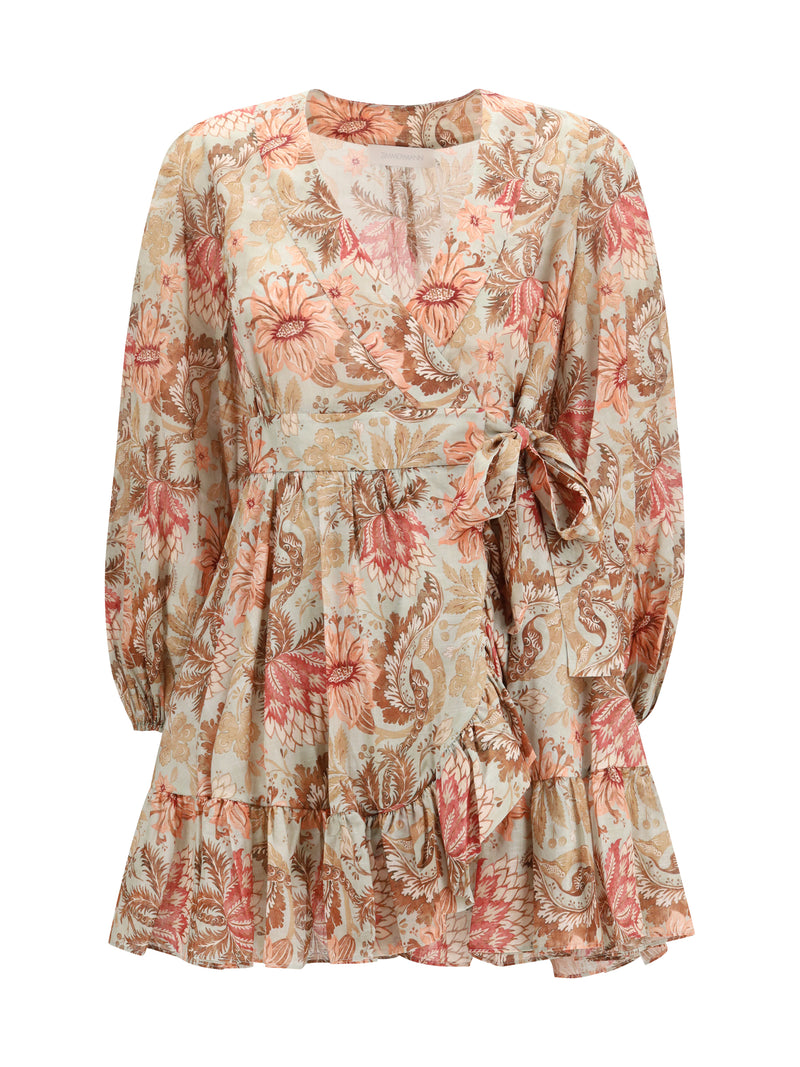 Zimmermann Minivestido cruzado Zimmermann Daylight con estampado floral color salvia - World Class Fashion