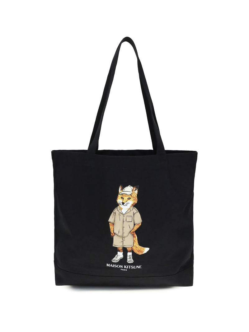 Maison Kitsuné Maison Kitsuné Fox Canvas Tote Bag Black - World Class Fashion