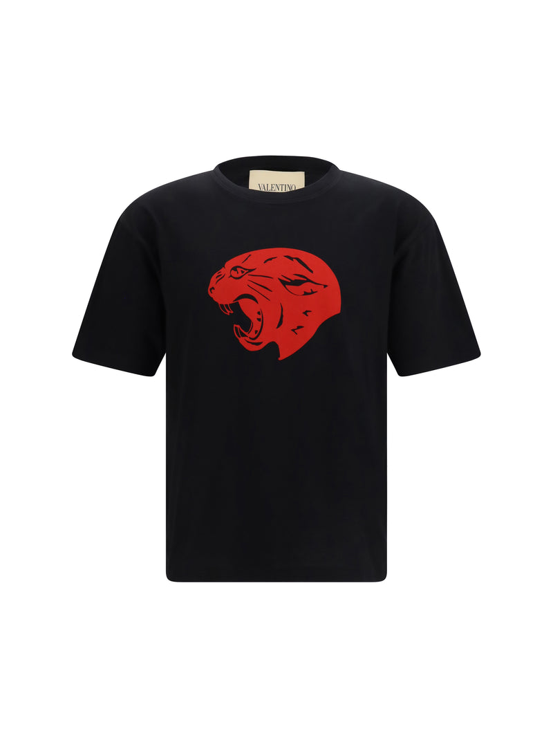 Valentino Valentino Camiseta de Algodón Panther Nero/Rosso - World Class Fashion