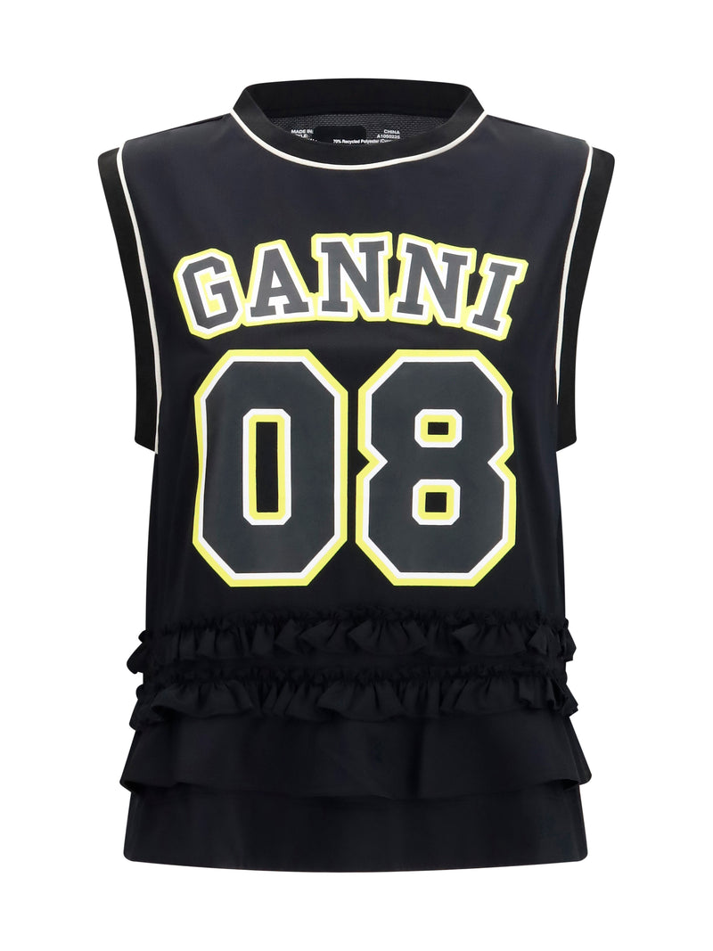 Ganni Ganni Cycora Oversized Tank Top Black Women - World Class Fashion