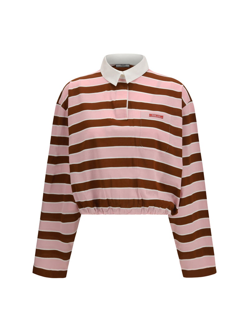 Prada Prada Long-Sleeve T-Shirt Alabastro+Tabacco Women - World Class Fashion
