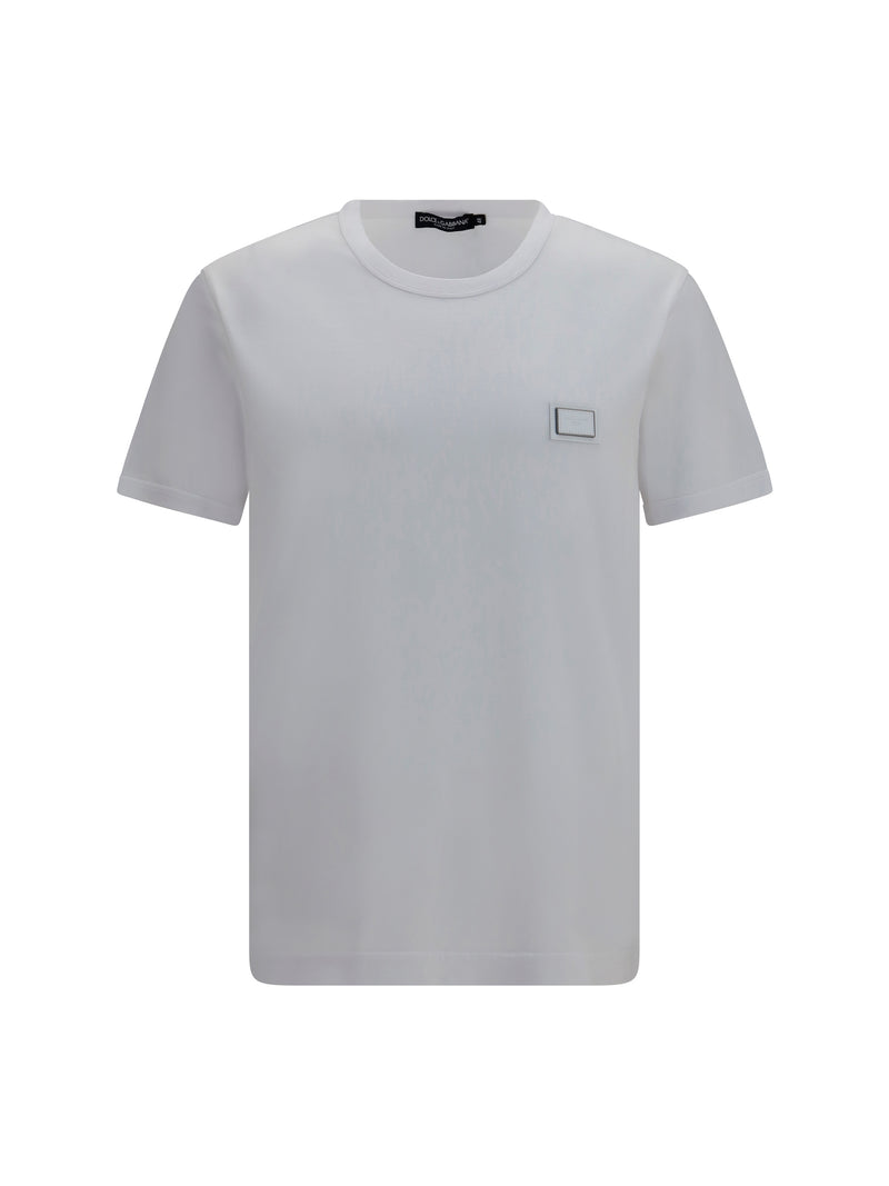 Dolce & Gabbana Dolce & Gabbana Cotton T-shirt with Logo Plaque White - World Class Fashion