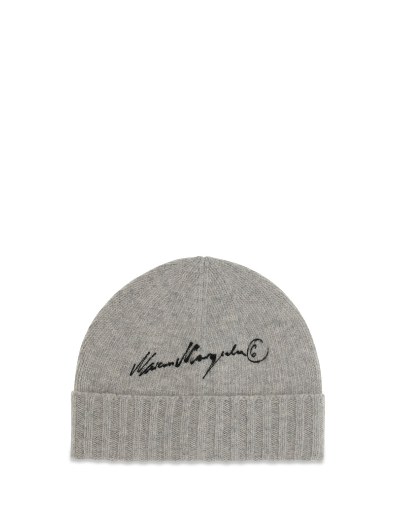 Mm6 Mm6 Wool Beanie Hat Grey Melange - World Class Fashion