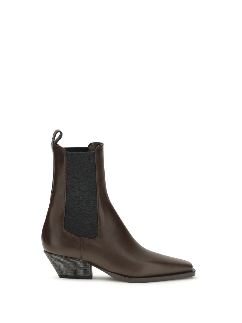 Brunello Cucinelli Brunello Cucinelli Leather Ankle Boots Cacao - World Class Fashion