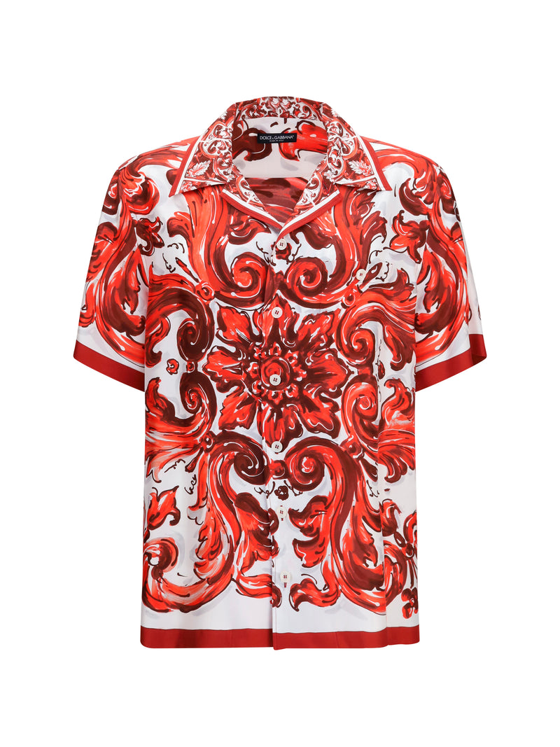 Dolce & Gabbana Dolce & Gabbana Maiolica Print Hawaii Shirt In Silk Twill - World Class Fashion