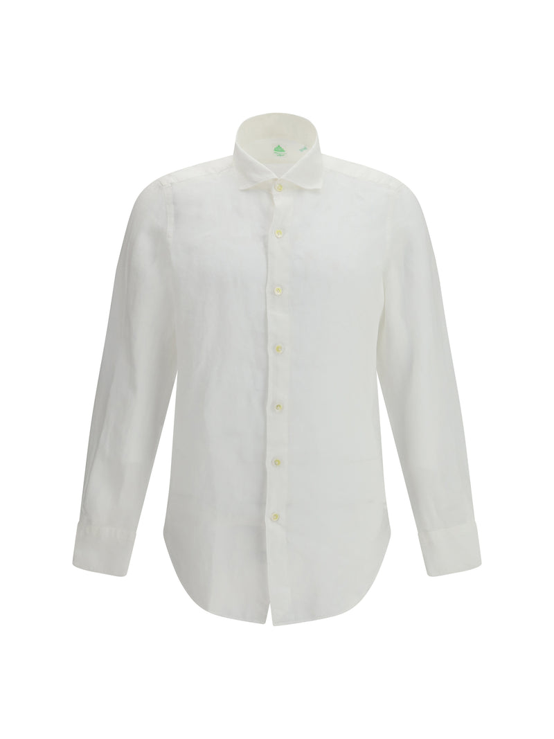 Finamore Finamore Tokyo Slim Fit Sports Shirt White Linen - World Class Fashion