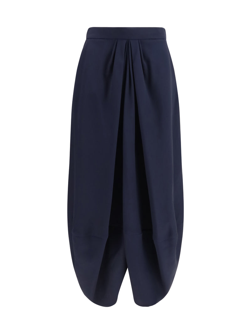 Giorgio Armani Giorgio Armani Pleated Silk Skirt Navy Blue - World Class Fashion