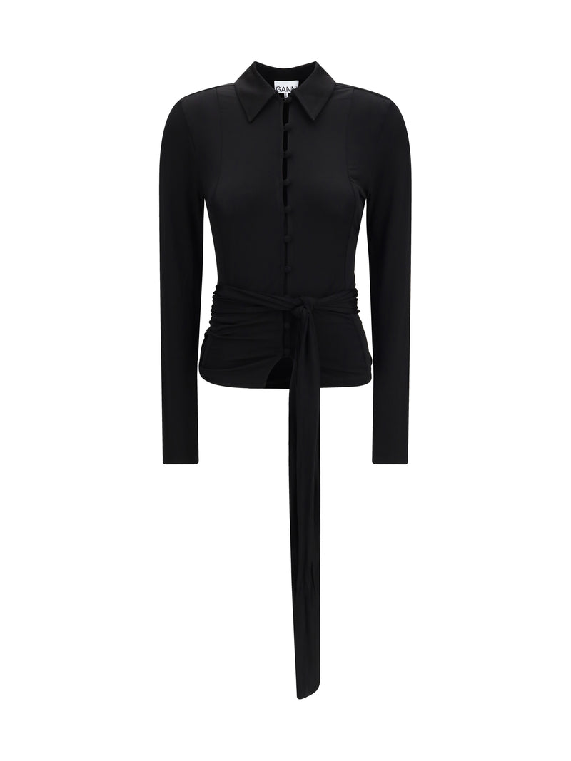 Ganni Ganni Marl Mesh Shirt Black Women - World Class Fashion