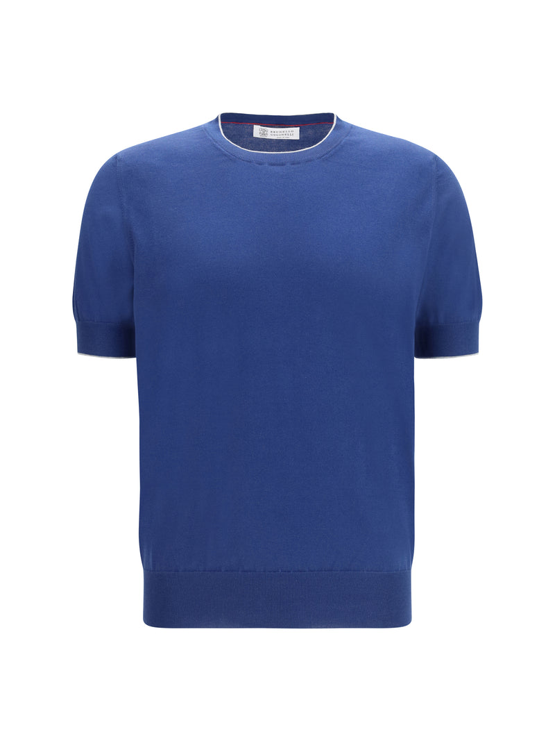 Brunello Cucinelli Brunello Cucinelli Cotton T-shirt Avio/Grigio Chiaro - World Class Fashion
