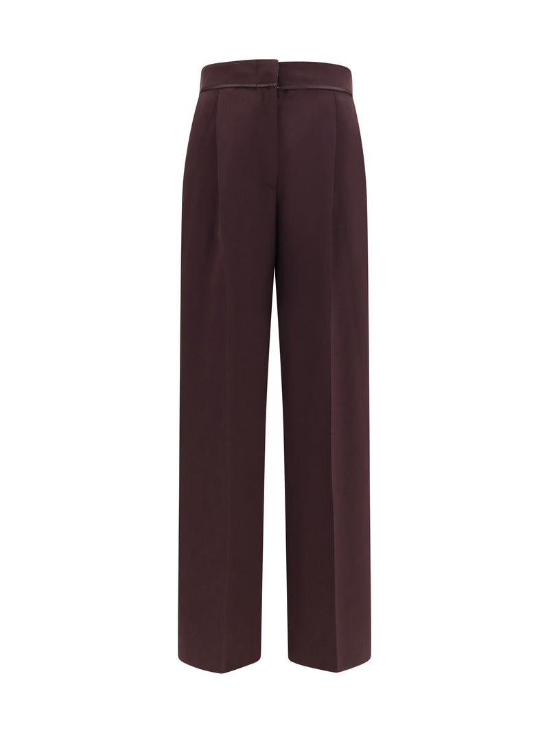 Forte_forte Forte_forte High Waisted Grain De Poudre Pants Bordeaux - World Class Fashion
