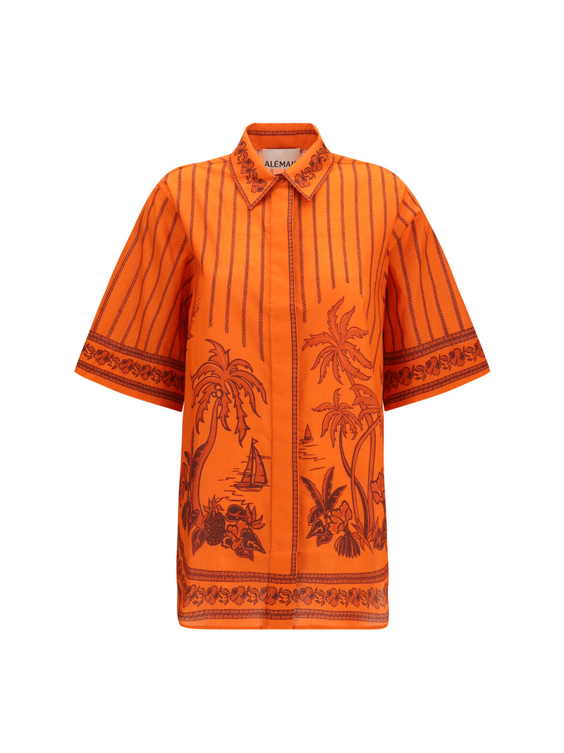 Alemais Alemais Oversized Printed Shirt Orange - World Class Fashion