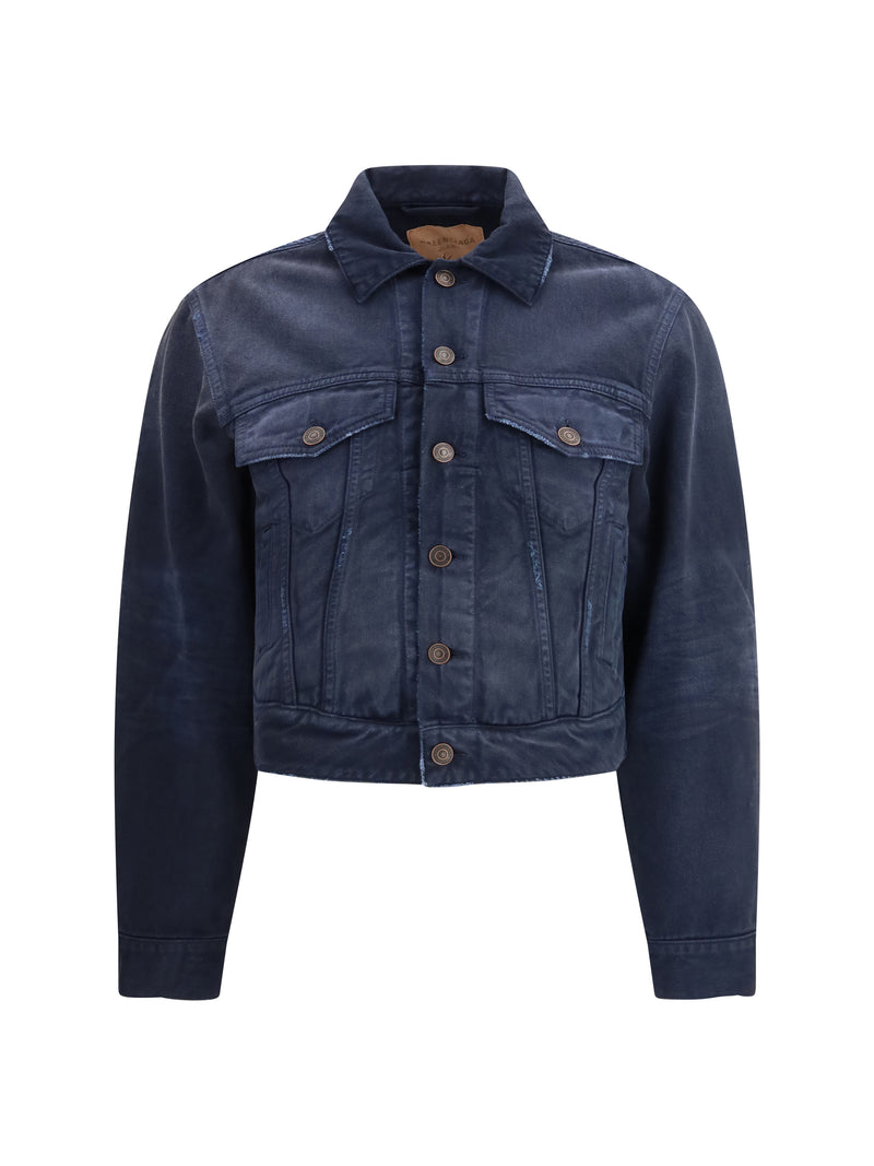 Balenciaga Balenciaga Curved-waist Trucker Jacket Navy/Dark Blue - World Class Fashion