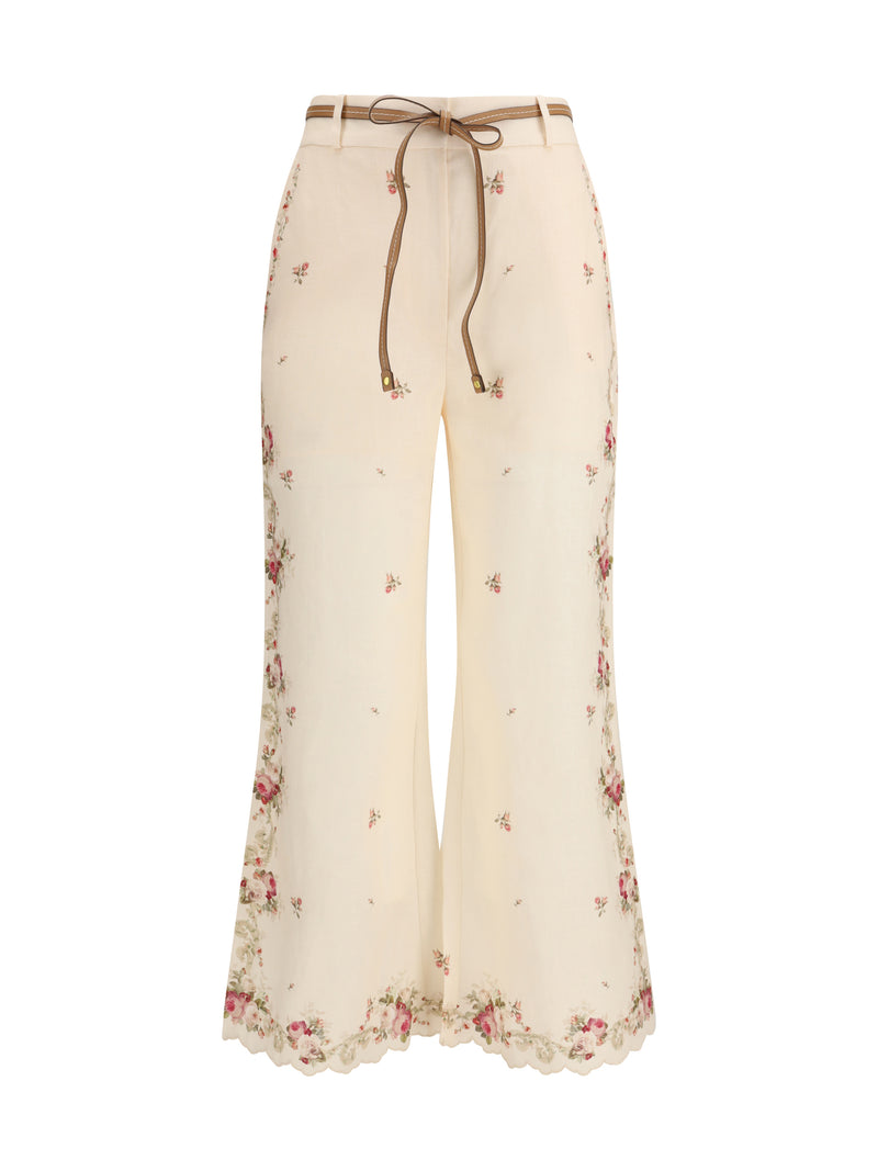 Zimmermann Pantalones acampanados Zimmermann Patience Crema-Rosa - World Class Fashion
