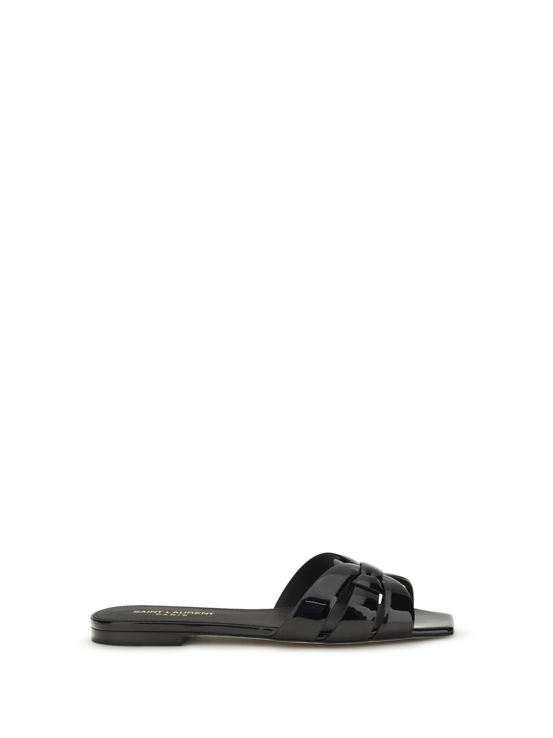 Saint Laurent Saint Laurent Tribute Patent Leather Sandals Nero - World Class Fashion