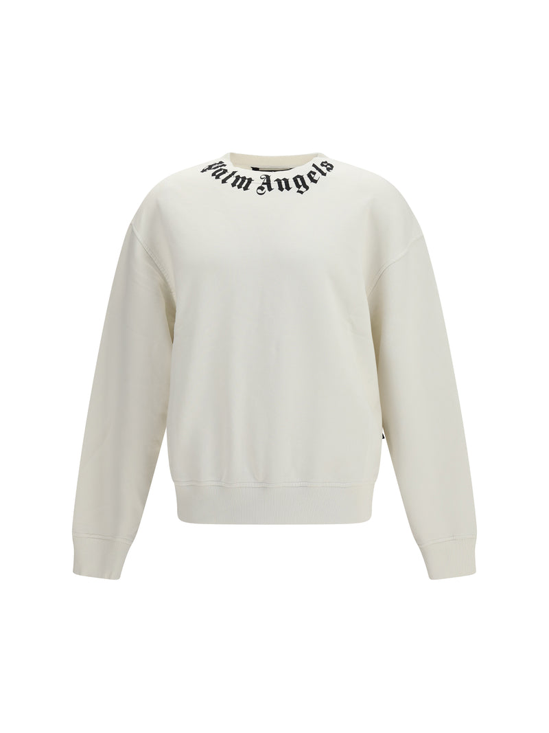 Palm Angels Palm Angels Neck Logo Sweatshirt Off White Black - World Class Fashion