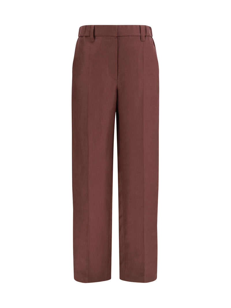 Brunello Cucinelli Brunello Cucinelli Wide-leg Linen Pants Rhubarb - World Class Fashion