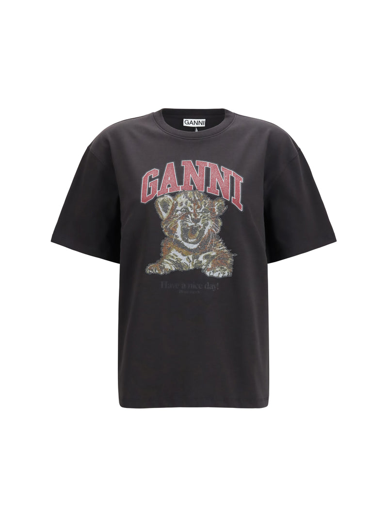 Ganni Ganni Tiger Cotton T-shirt Phantom Women - World Class Fashion