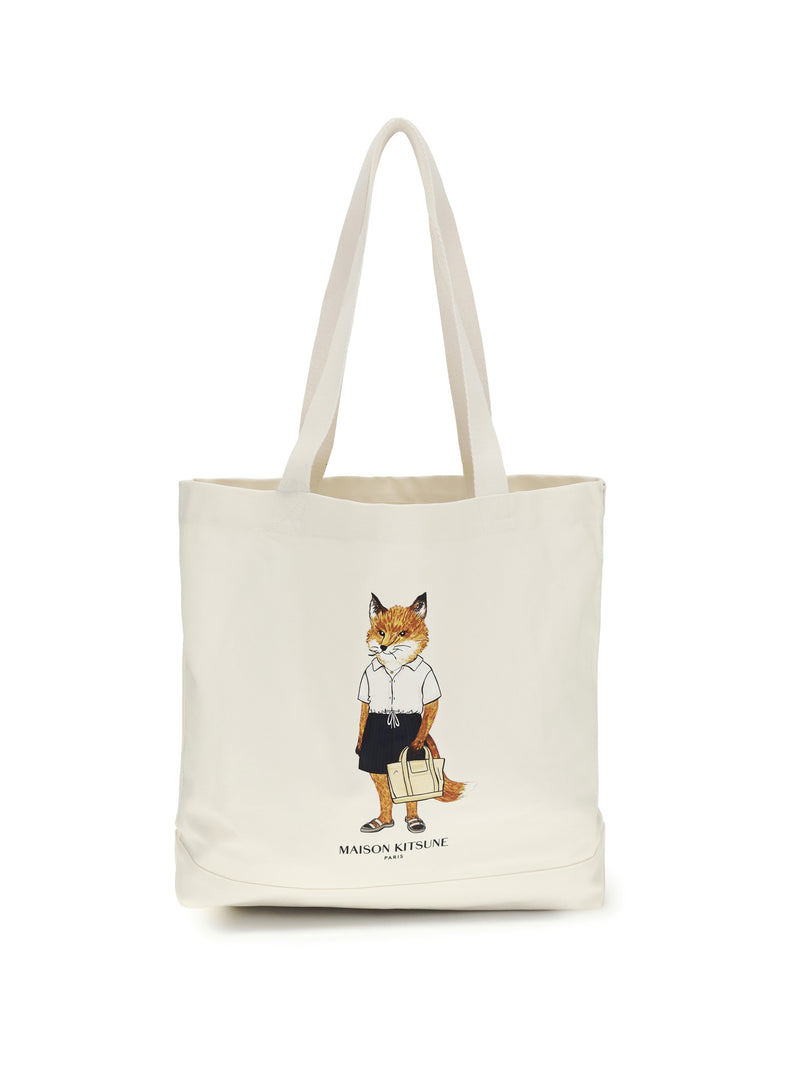 Maison Kitsuné Maison Kitsuné Dressed Fox Tote Bag Ecru - World Class Fashion