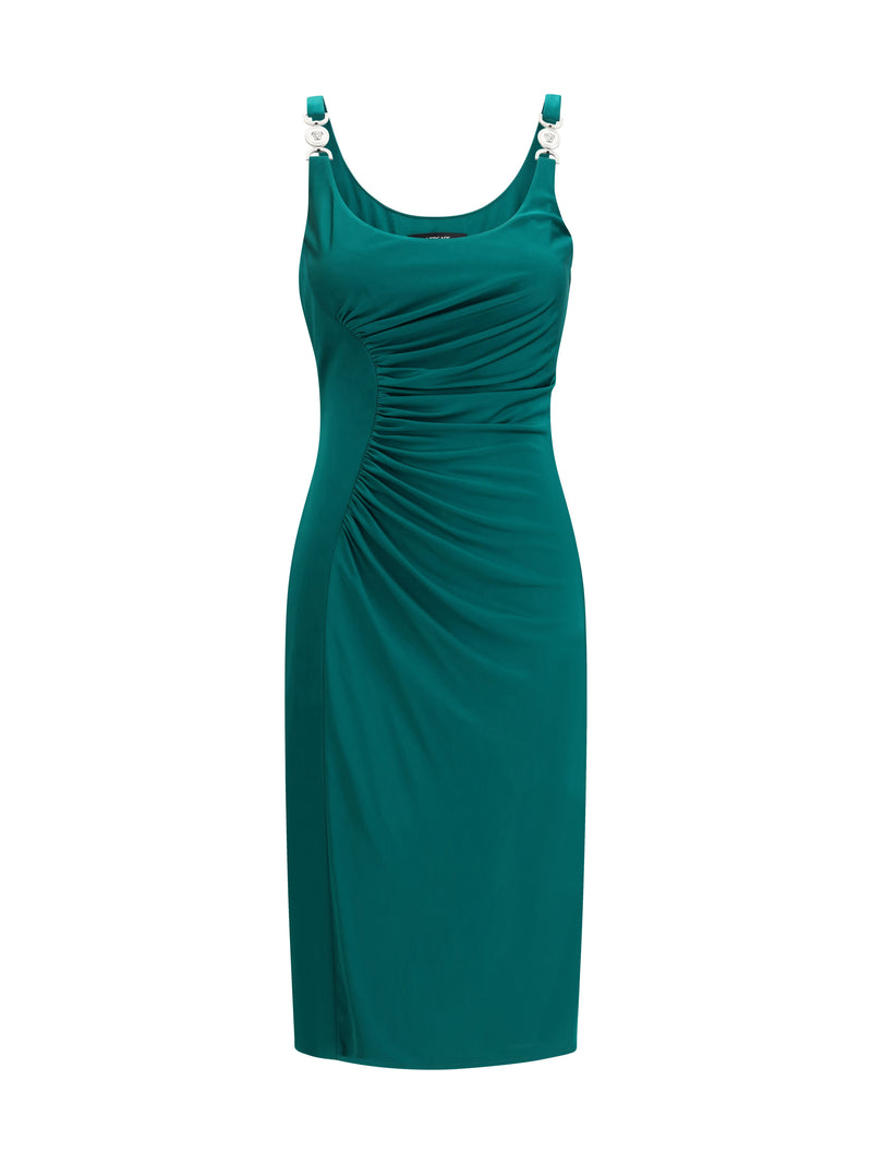Versace Vestido midi de punto Versace color esmeralda para mujer - World Class Fashion