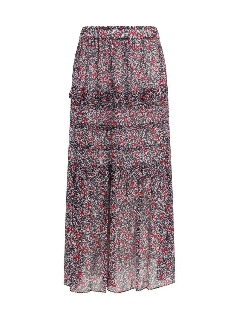 Marant Étoile Marant Étoile Volomia Long Ruffled Skirt Crushed Berry - World Class Fashion