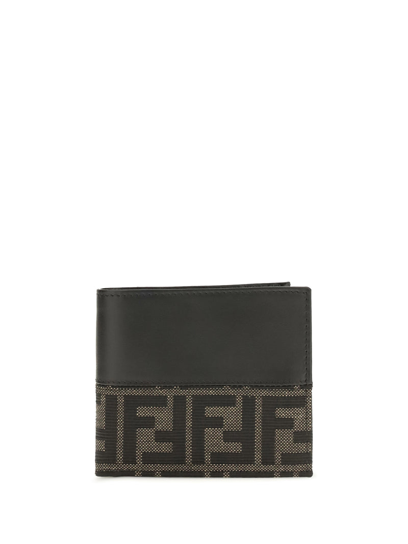 Fendi Fendi FF Jacquard Bifold Wallet Nero+Tabacco Moro - World Class Fashion
