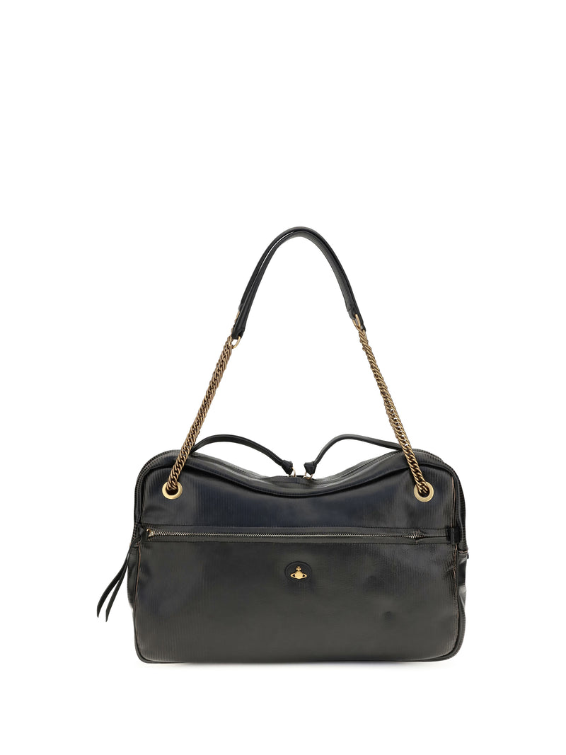 Vivienne Westwood Vivienne Westwood Large Dolce Leather Shoulder Bag Black/Beige - World Class Fashion