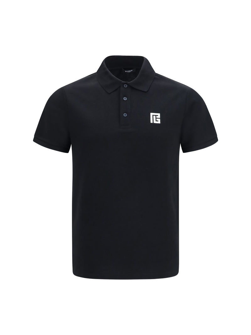Balmain Balmain PB Embroidered Logo Polo Noir/Blanc - World Class Fashion