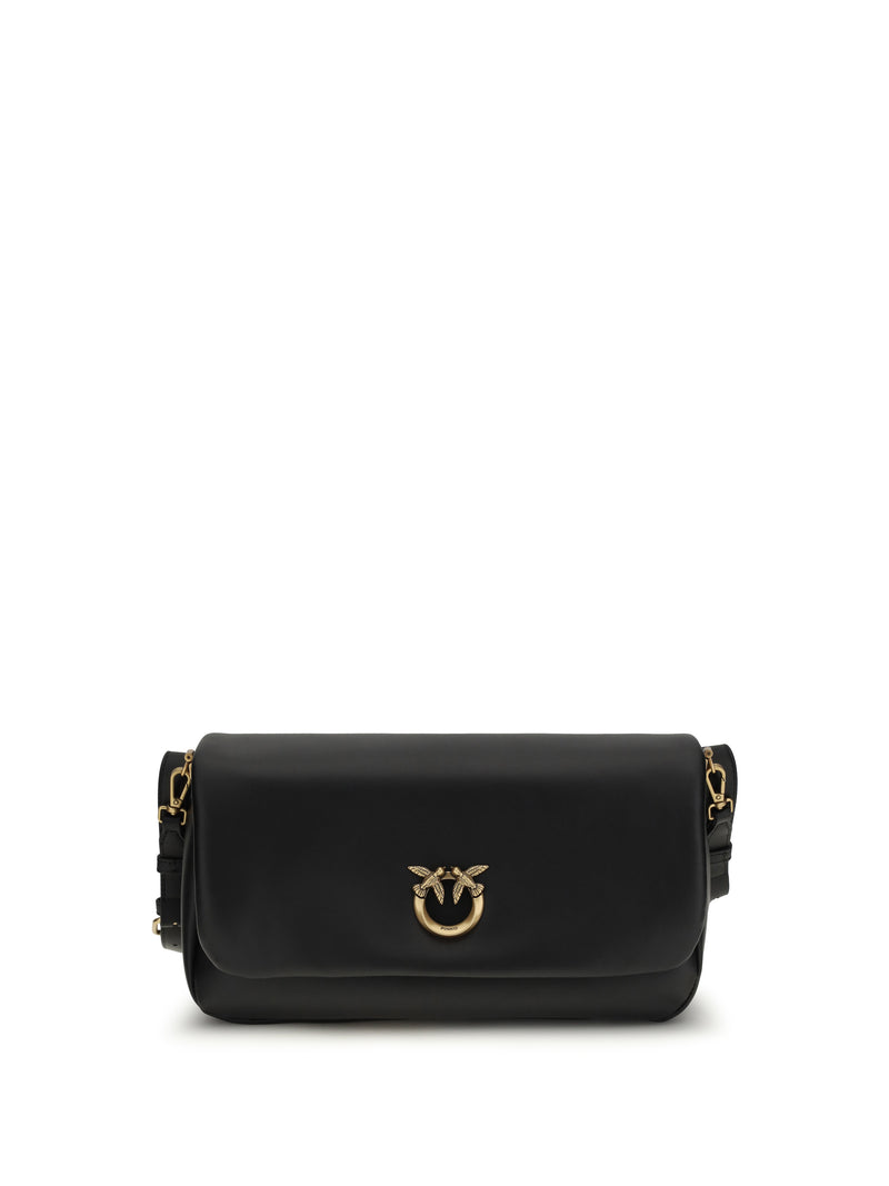 Pinko Pinko Baguette Soft Shoulder Bag Nero-Antique Gold - World Class Fashion