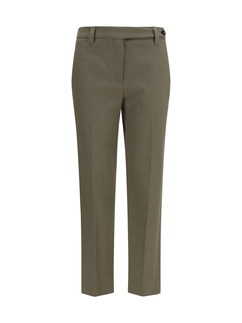 Brunello Cucinelli Brunello Cucinelli Tailored Cotton Pants Tea Leaf - World Class Fashion