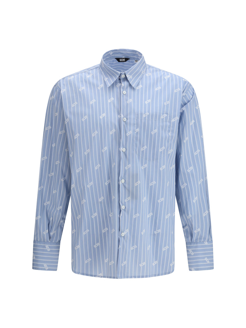 Gcds Gcds Pinstripe Logo Shirt Faded Blue/White - World Class Fashion