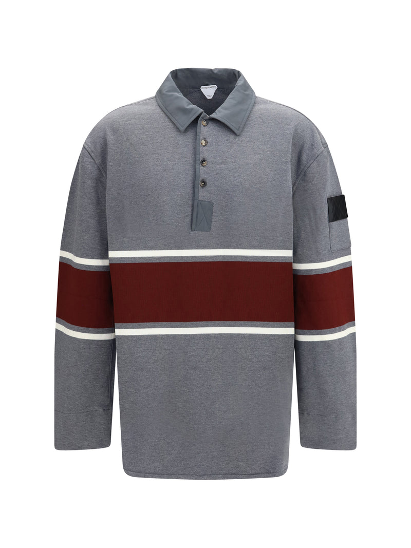 Bottega Veneta Bottega Veneta Oversized Cotton Striped Polo Shirt Grey/Beige/Barolo - World Class Fashion