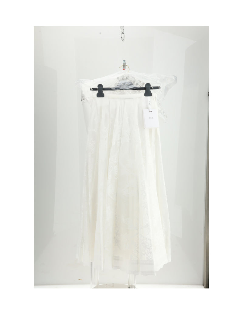 Dior Falda midi Dior con encaje ribeteado, blanco roto, para mujer - World Class Fashion