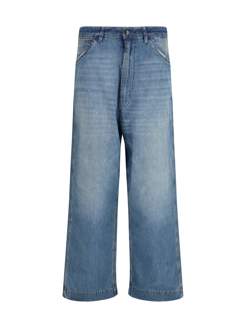 Margiela Margiela Patchwork Wide Leg Jeans Medium Blue - World Class Fashion