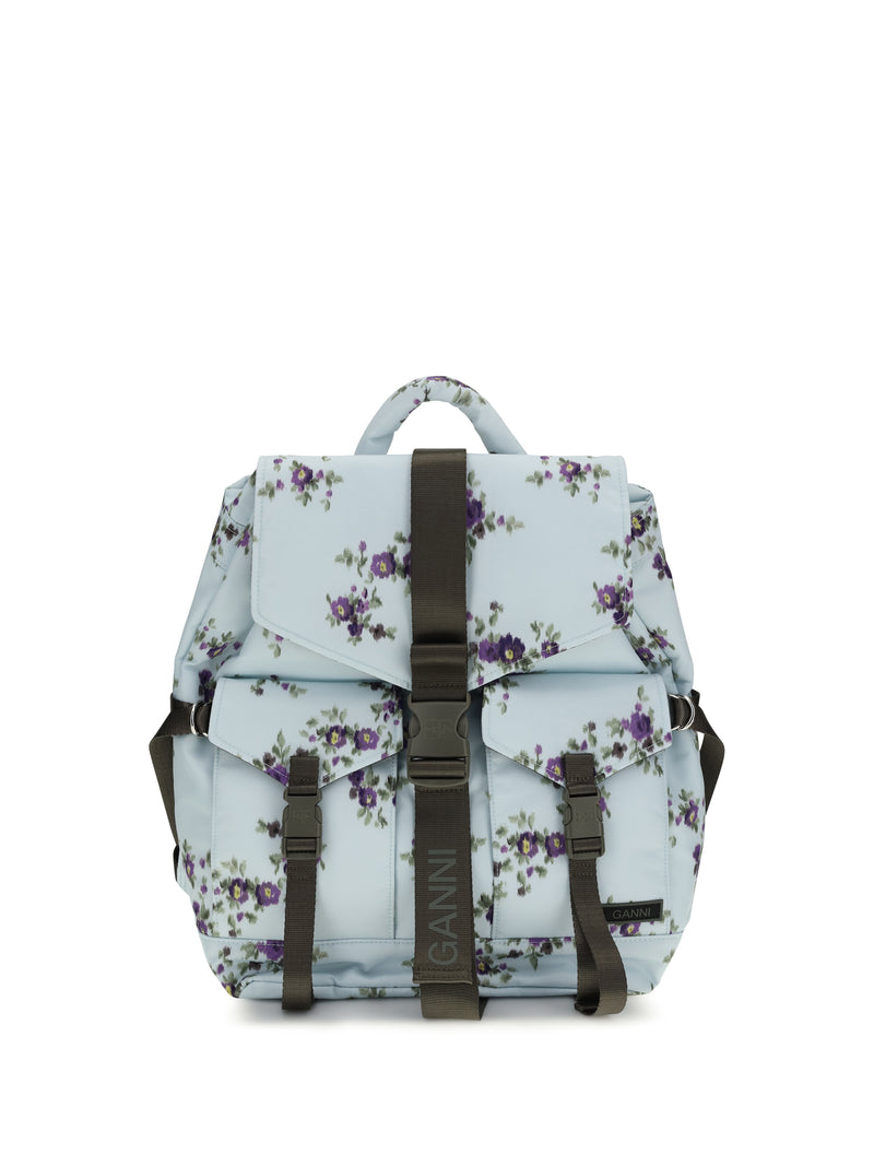 Ganni Ganni Re-tech Nylon Backpack Iced Aqua - World Class Fashion