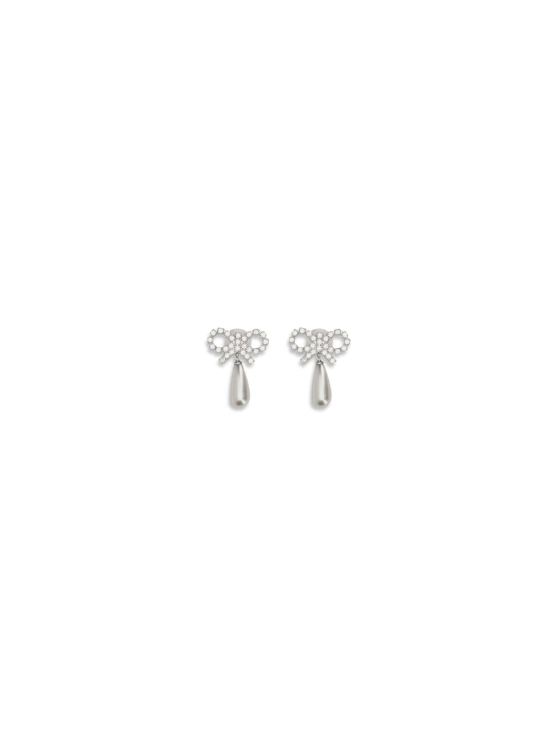 Self-portrait Self-portrait Crystal Bow Pearl Earrings Pearl - World Class Fashion