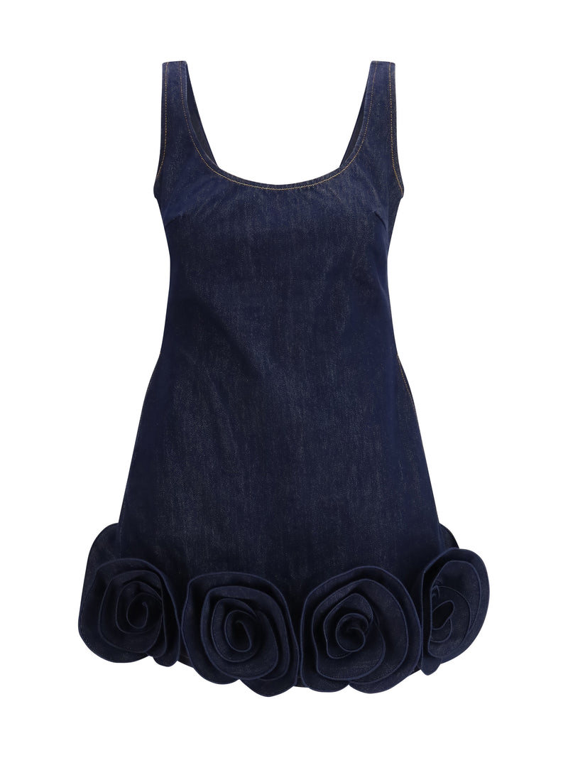 Self-portrait Self-portrait Denim 3D Flower Mini Dress Blue - World Class Fashion