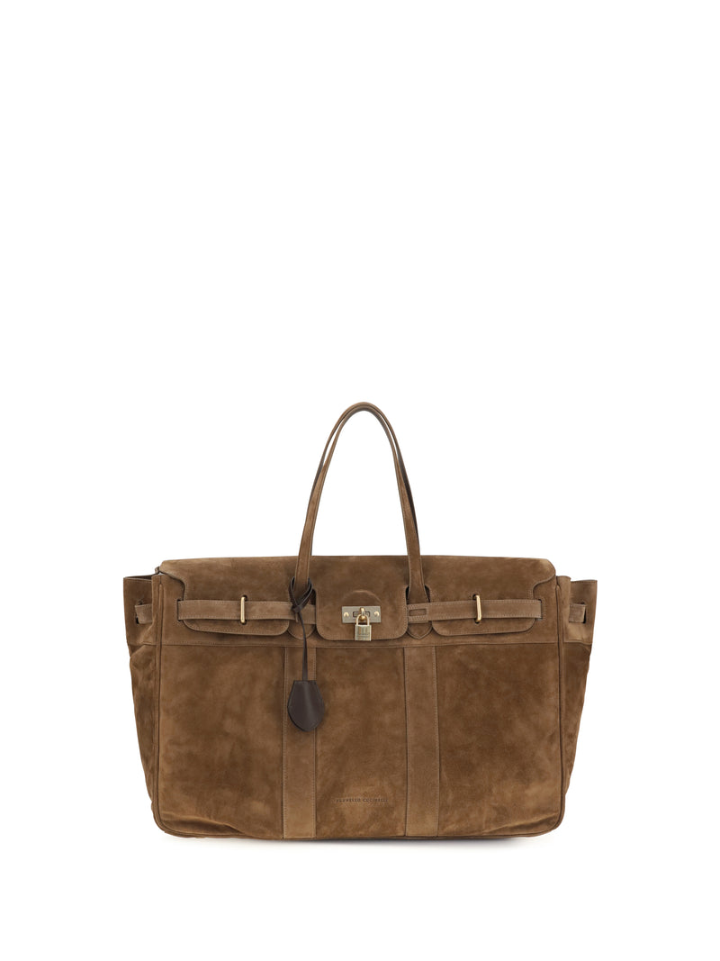 Brunello Cucinelli Brunello Cucinelli Explorer Suede Travel Bag Caramello - World Class Fashion