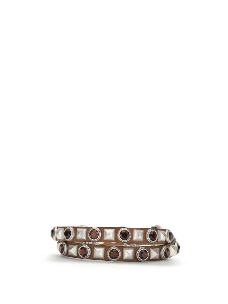 Etro Etro Leather Belt With Jeweled Studs M0448 - World Class Fashion