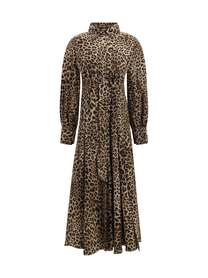 Ella Ella Leopard-print Long-sleeved Dress Animal Women - World Class Fashion
