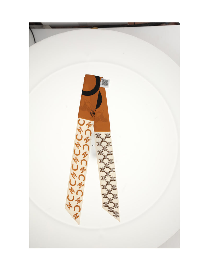 Celine Celine Silk Lavalliere Orange/Brown/Ecru - World Class Fashion