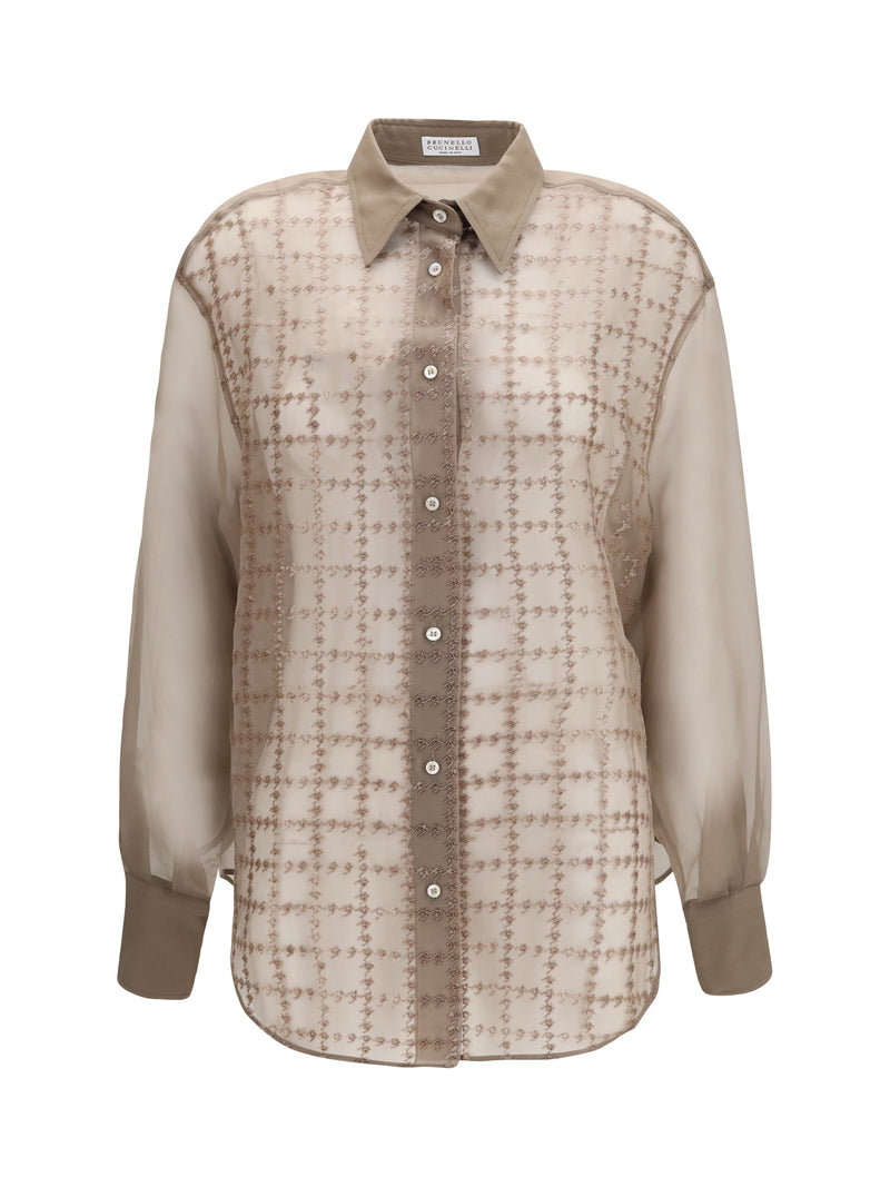 Brunello Cucinelli Brunello Cucinelli Sheer Checked Shirt Rope - World Class Fashion
