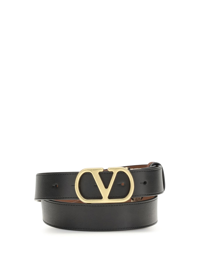 Valentino Garavani Valentino Garavani Reversible Leather Belt Nero/Deep Caramel - World Class Fashion