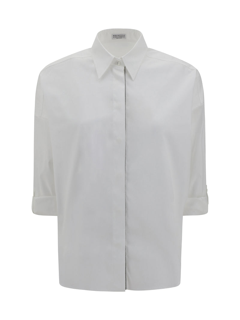 Brunello Cucinelli Brunello Cucinelli Shiny Monili Shirt Bianco - World Class Fashion