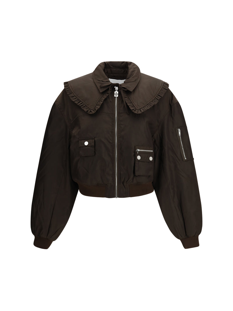 Ganni Ganni Duchesse Nylon Bomber Jacket Demitasse - World Class Fashion