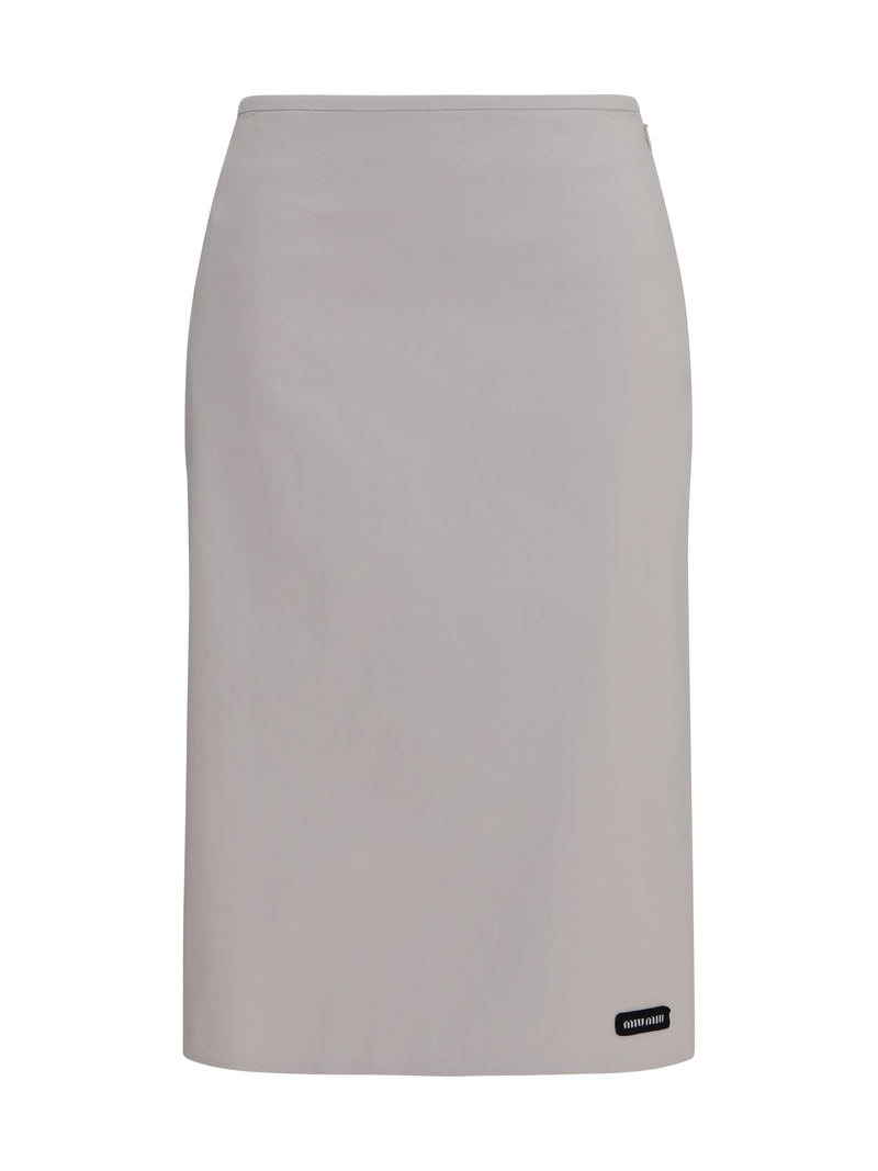 Miu Miu Miu Miu Stretch Cotton-blend Midi Skirt Talco - World Class Fashion