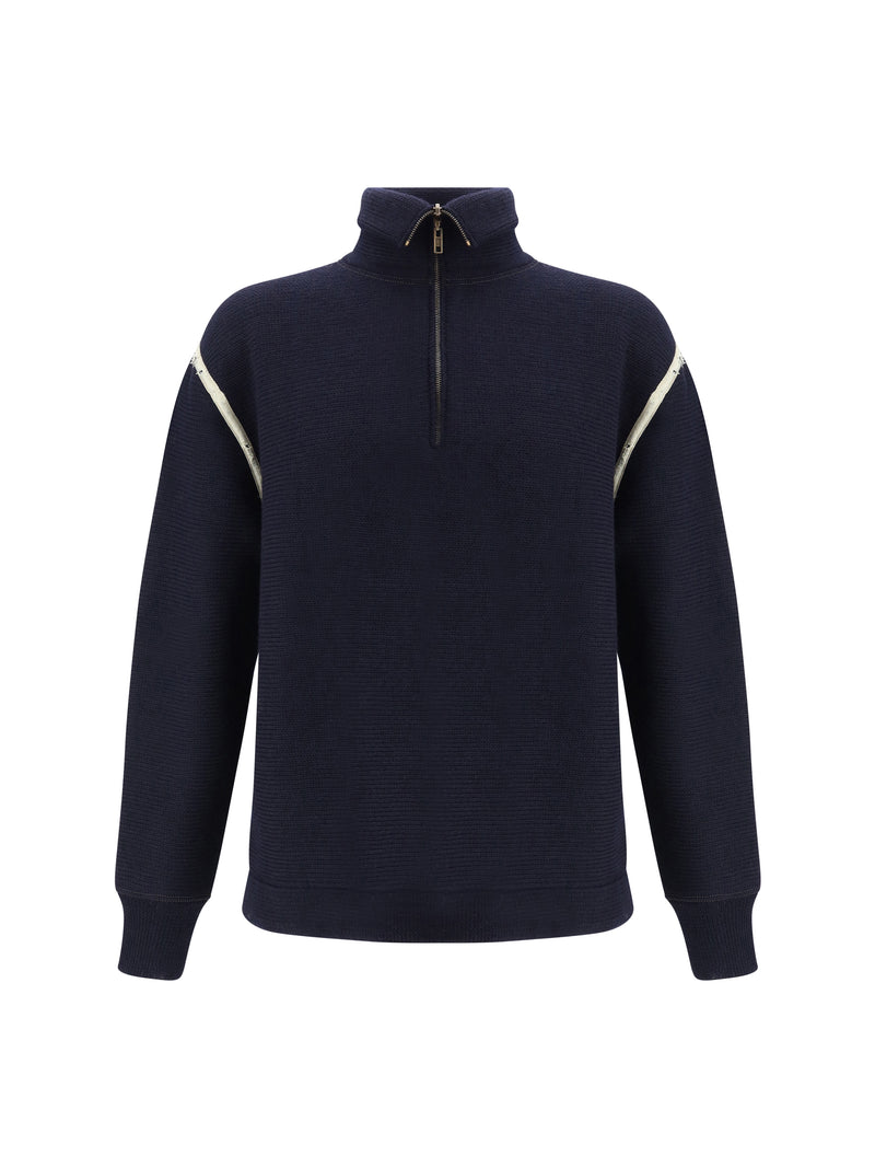 Margiela Margiela Wool Half-zip High-neck Navy Men - World Class Fashion