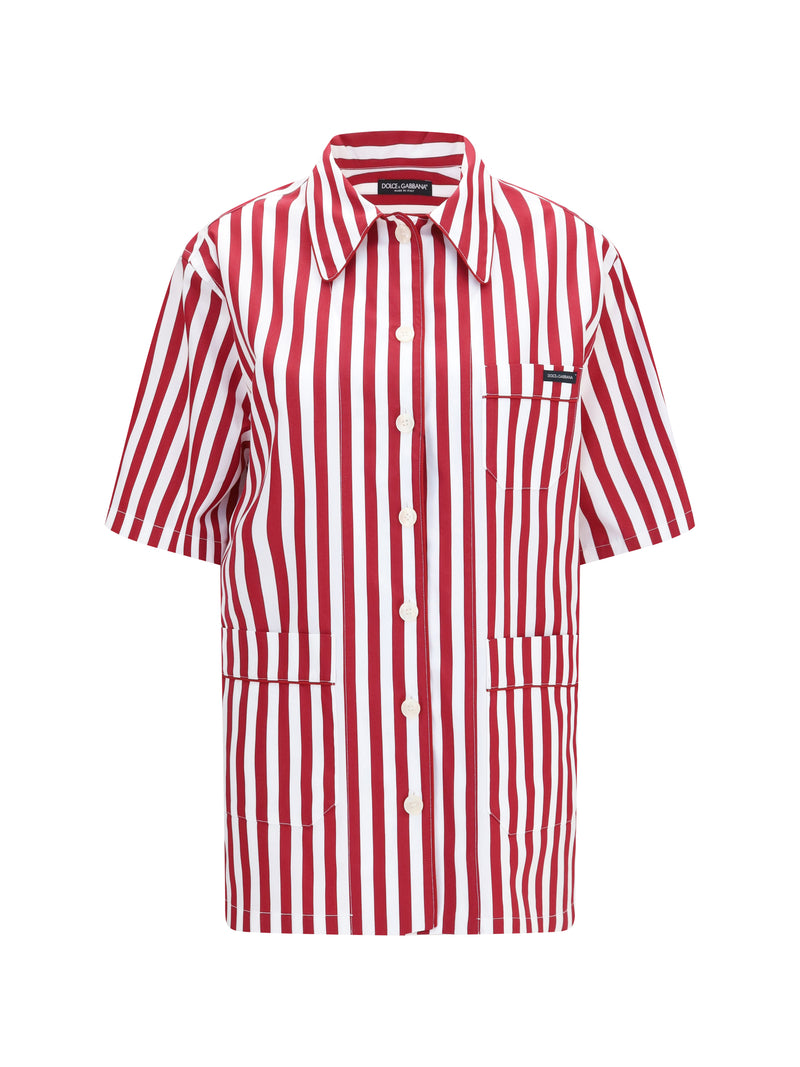 Dolce & Gabbana Dolce & Gabbana Striped Cotton Shirt White/Red - World Class Fashion