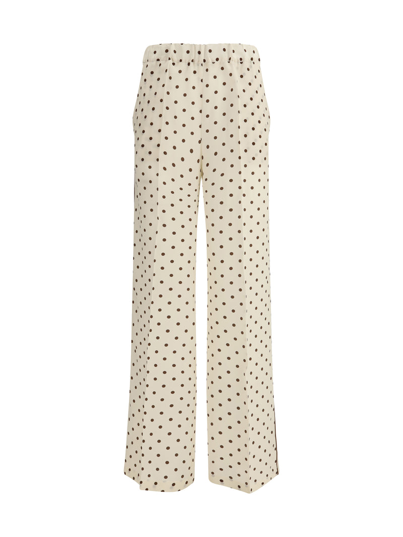 P.a.r.o.s.h. P.a.r.o.s.h. Polka-dot Silk Pants Fantasia Panna - World Class Fashion