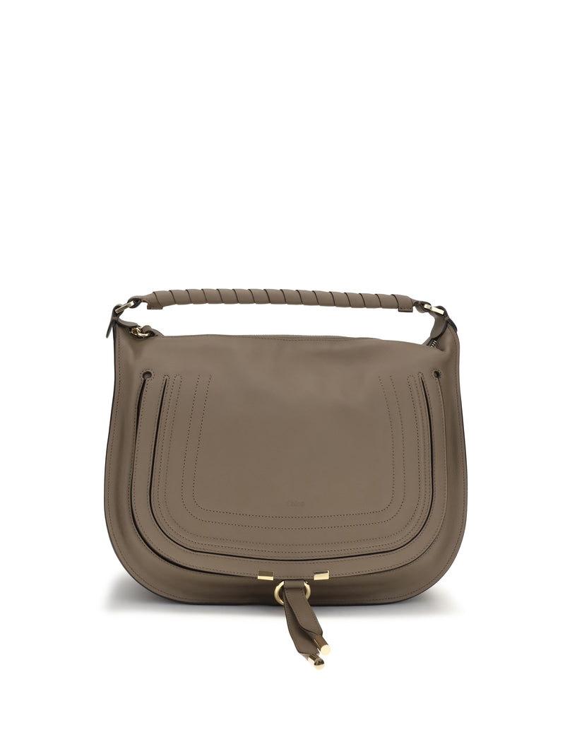 Chloe Chloé Marcie Shoulder Bag Deep Taupe - World Class Fashion