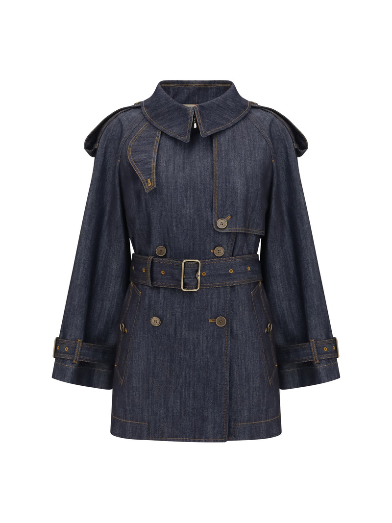 Burberry Burberry Short Fitzrovia Trench Dark Indigo - World Class Fashion